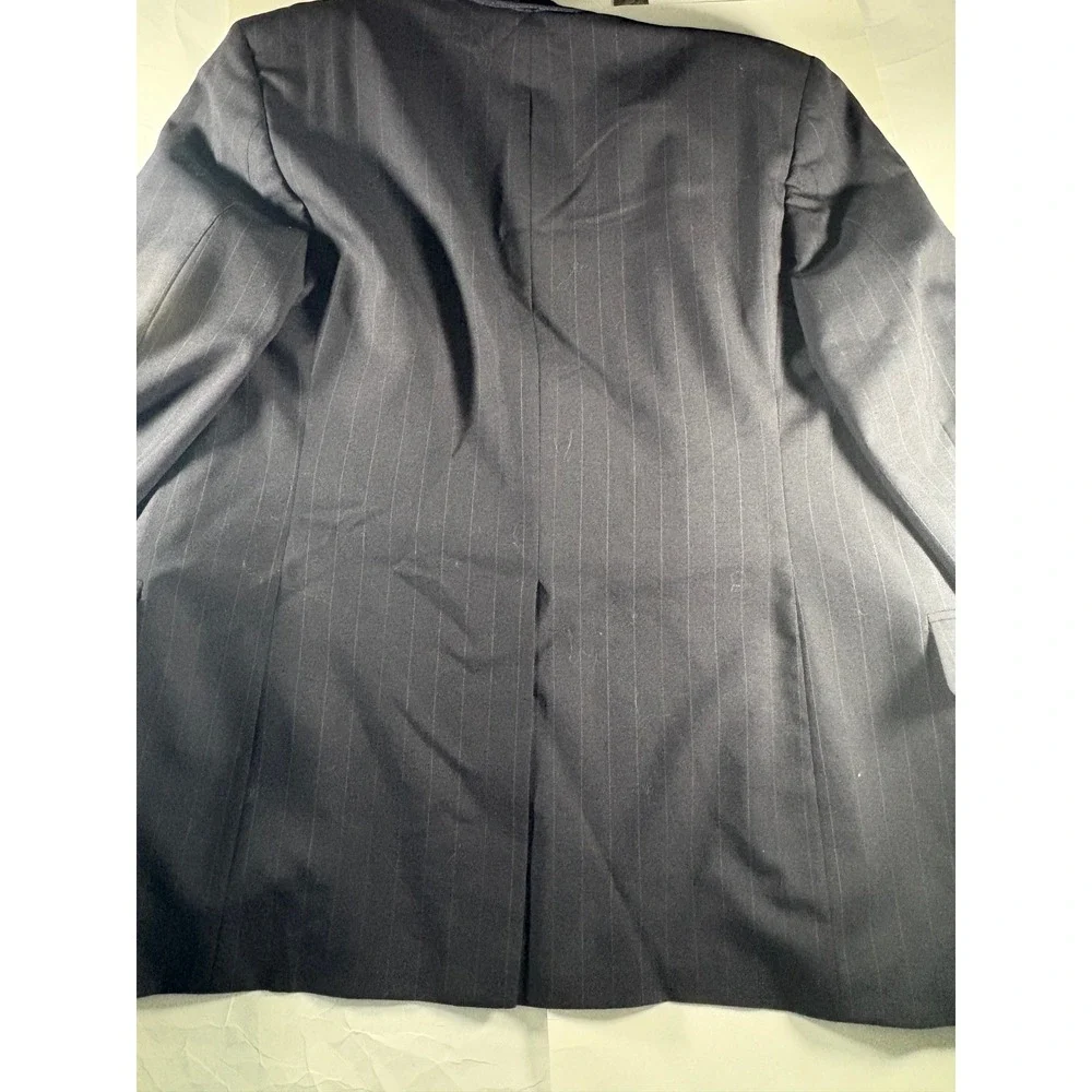 Brooks Brothers Pinstripe Black Wool Blazer Sport Coat Men's 44R 2 Button